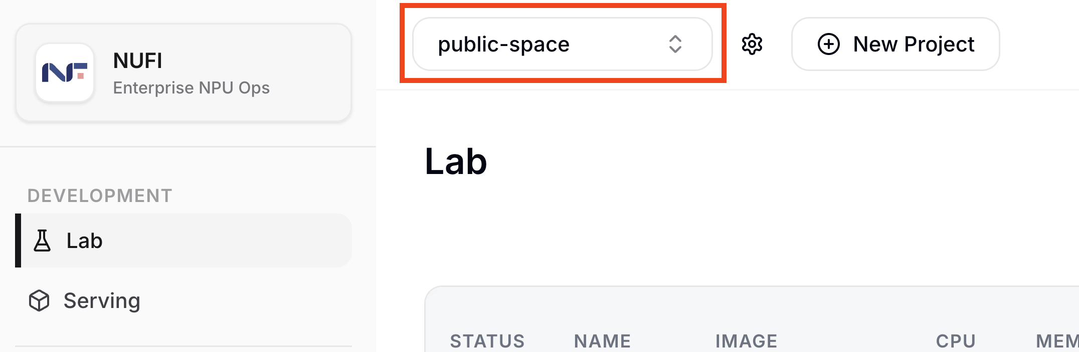Project Namespace 위치