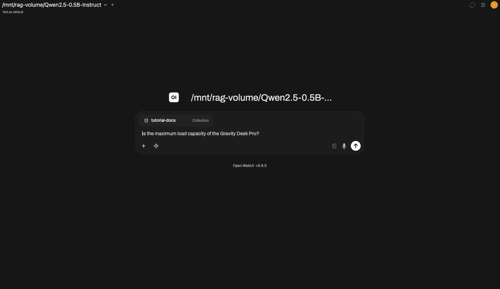 OpenWebUI 채팅 화면 — Knowledge 참조 결과
